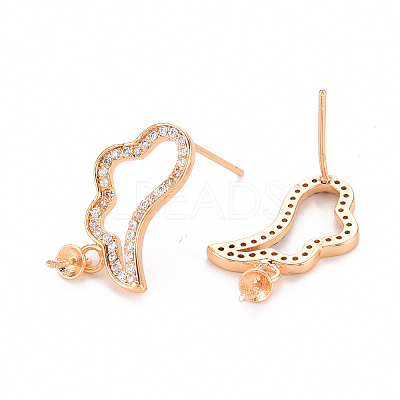 Brass Micro Pave Clear Cubic Zirconia Earring Findings KK-T062-234G-NF-1