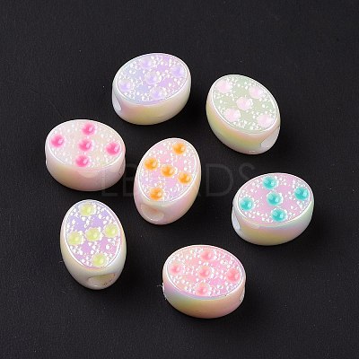 UV Plating Rainbow Iridescent Acrylic European Beads SACR-E009-35-1