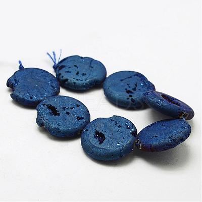 Electroplated Natural Druzy Geode Crystal Beads Strands G-N0251-30mm-04-1