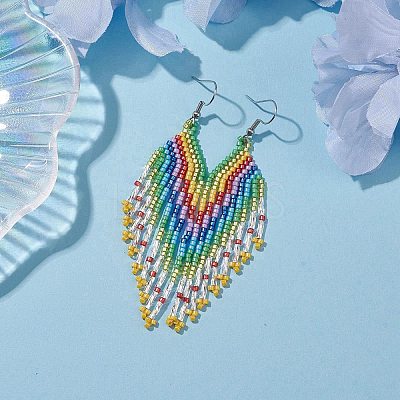 Boho 304 Stainless Steel with Glass Dangle Stud Earring EJEW-MZ00177-1