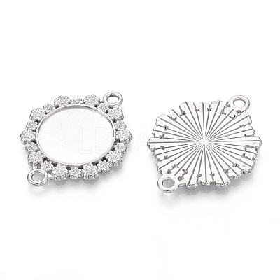 Non-Tarnish 304 Stainless Steel Connector Cabochon Settings STAS-N114-03P-1