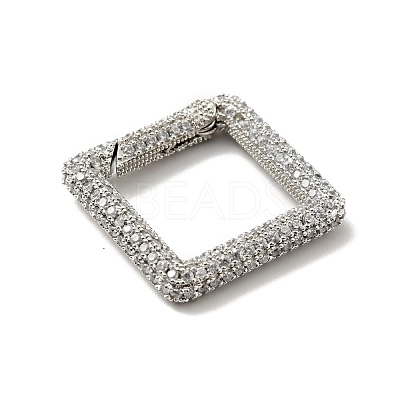 Brass Micro Pave Clear Cubic Zirconia Spring Gate Rings KK-G414-04P-1