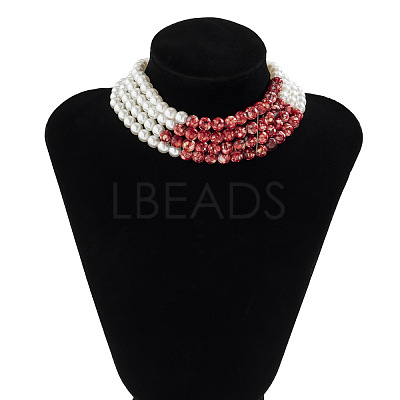 Plastic Pearl Bloody Layered Gothic Choker Necklaces for Halloween Party WGBE0F0-04-1