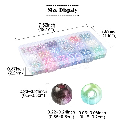 1350Pcs 18 Style Rainbow ABS Plastic & Acrylic Imitated Pearl Beads DIY-YW0007-99-1