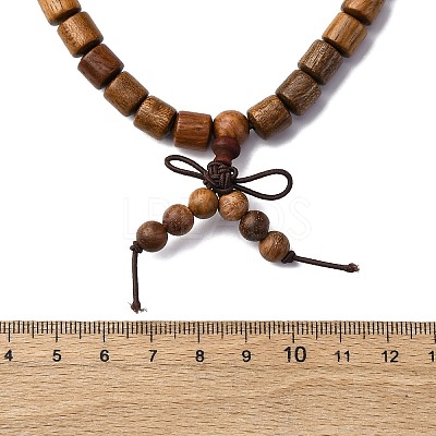 Wood Round Beads Wrap Bracelets BJEW-U041-02B-1