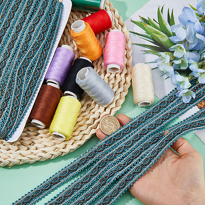 14.5M Polyester Lace Trim Ribbon OCOR-WH0101-244C-1
