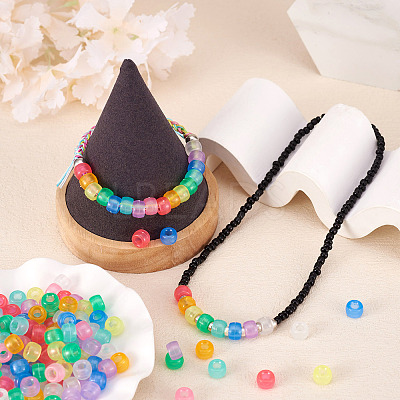 450Pcs 9 Colors Transparent & Luminous Plastic Beads KY-TA0001-35-1