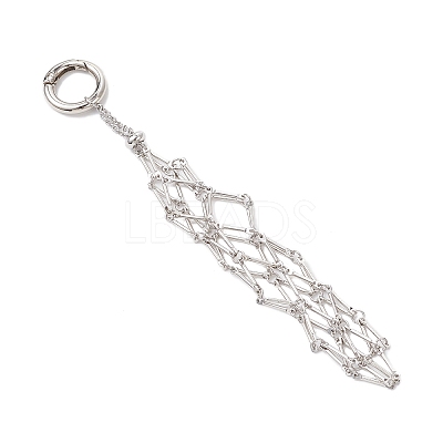 304 Stainless Steel Macrame Pouch Empty Stone Holder Pendant Decorations SA-CJCA03-02-1