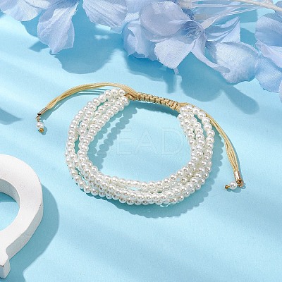 Adjustable Acrylic Imitation Pearl Braided Bead Bracelets for Women BJEW-JB10662-1