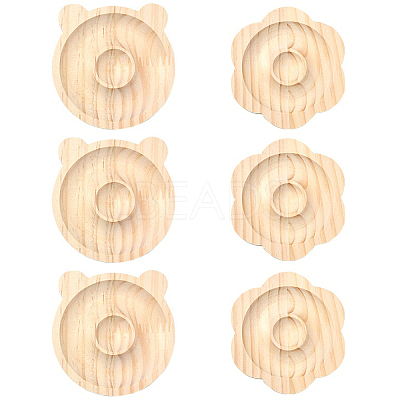 2Pcs 2 Styles Beech Wooden Bangle & Bracelet & Finger Ring & Beads Display Holder Tray AJEW-YW0001-26-1