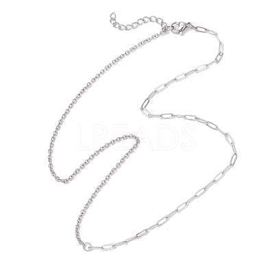 304 Stainless Steel Paperclip Chain Cable Chain Necklaces for Women NJEW-JN05590-1