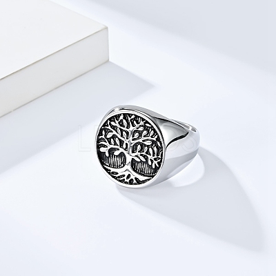Retro Stainless Steel Tree of Life Finger Ring FIND-PW0020-06D-AS-1