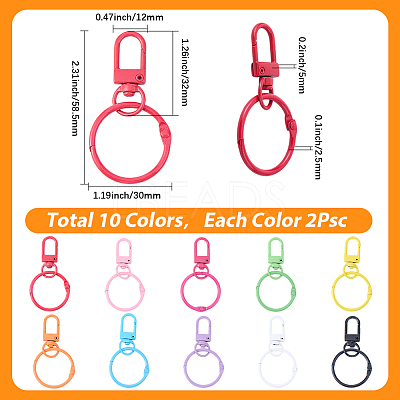 20Pcs 10 Colors Spray Painted Zinc Alloy Swivel Clasps FIND-SP0005-53-1
