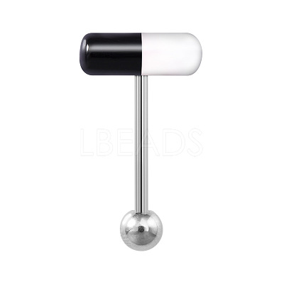 Capsule 304 Stainless Steel & Acrylic Straight Barbell 15 Gauge Piercing Tongue Rings for Women Men WG1AE5D-11-1