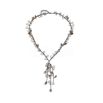 Alloy Resin Shell Shape Tassel Necklaces for Women WG893B9-02-1