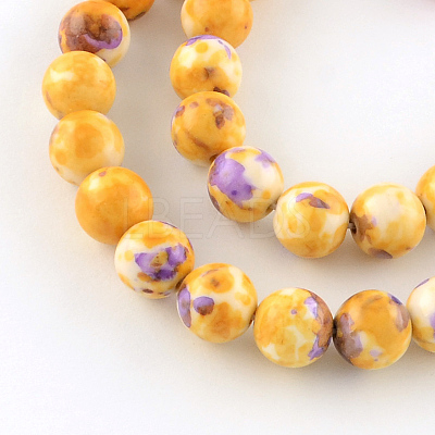 Dyed Natural Ocean White Jade Round Bead Strands G-R295-8mm-11-1