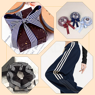 50 Yards Polyester Stripe Ribbons SRIB-WH0011-157B-1