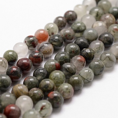 Natural African Bloodstone Beads Strands G-G735-32-6mm-1
