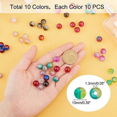 Round Transparent Crackle Glass Beads CCG-X0006-10mm-B-1