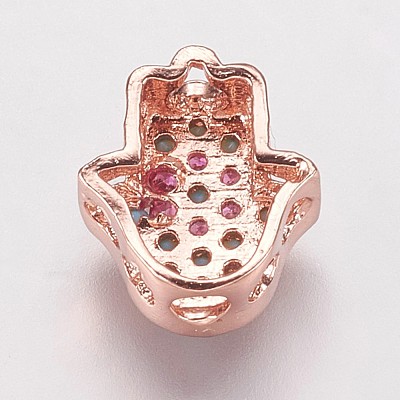 Brass Cubic Zirconia Beads KK-P134-06RG-1