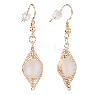 Natural Stone Braided Dangle Earring EJEW-JE04845-1