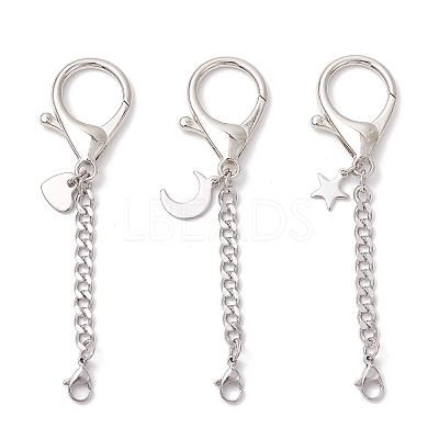 3Pcs 3 Styles Alloy & 304 Stainless Steel Lobster Claw Clasps HJEW-JM03381-1