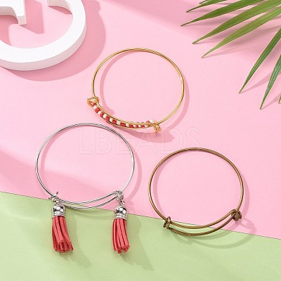 10Pcs 5 Color Adjustable Brass Expandable Bangle Making BJEW-LS0001-02-1