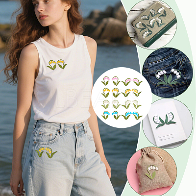 16Pcs 16 Colors Polyester & Cotton Clothing Patches DIY-FG0010-39-1
