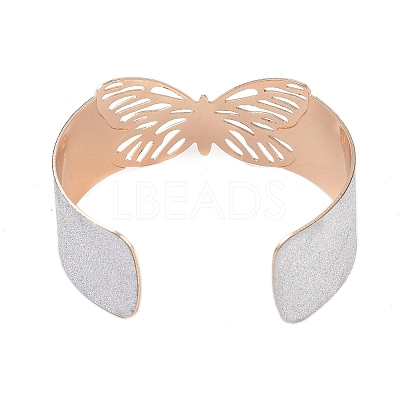 Butterfly Alloy Open Cuff Bangles for Women LS-BJEW-L686-01B-1
