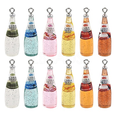 12Pcs 6 Colors Resin Pendants RESI-YW0005-89-1