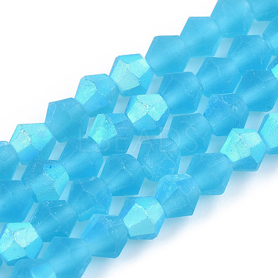 Imitate Austrian Crystal Bicone Frosted Glass Beads Strands GLAA-F029-TM3mm-A19-1