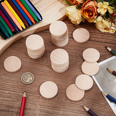 Unfinished Wooden Flat Round Cutouts WOOD-WH0050-042A-1