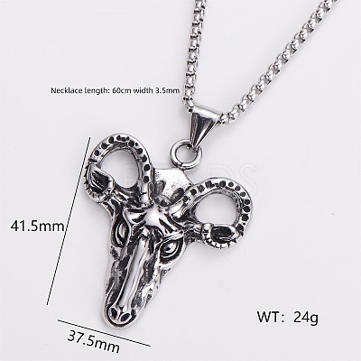 Gothic 316 Surgical Stainless Steel Pendant Box Chain Necklaces for Men ZF3615-11-1