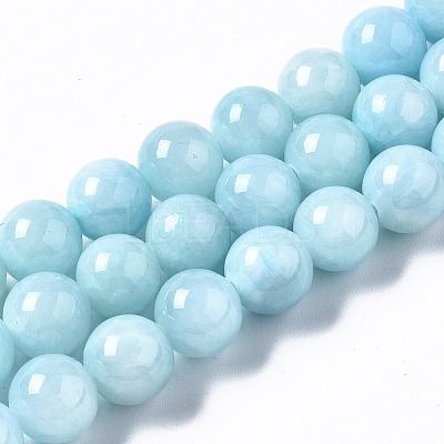 Natural Dyed Yellow Jade Gemstone Bead Strands G-R271-10mm-Y04-1