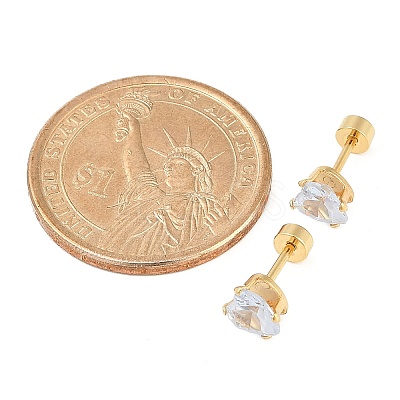 Heart Glass Ear Fake Plugs EJEW-H105-25G-D-1
