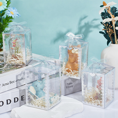 Folding Heart Print Transparent PVC Gift Packing Boxes CON-WH0085-192A-02-1