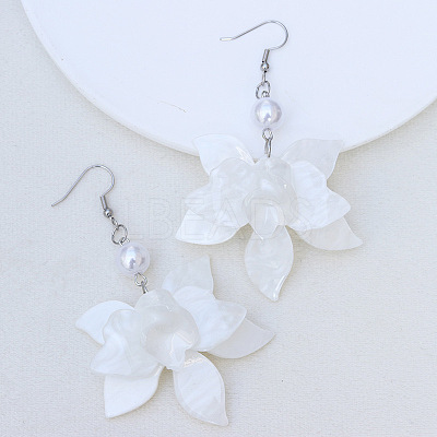 Bohemian Style Petal Patchwork Acrylic Flower Earrings with Water Ripple Design HF8489-3-1