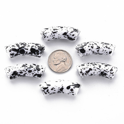 Opaque Spray Painted Acrylic Beads MACR-S372-001F-B04-1