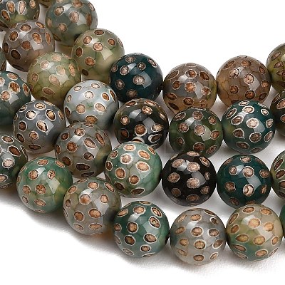 Tibetan Style dZi Beads Strands GG-NH0001-A03-10MM-1