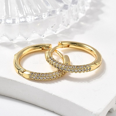 Brass Micro Pave Cubic Zirconia Huggie Hoop Earrings EJEW-K083-36G-B-1