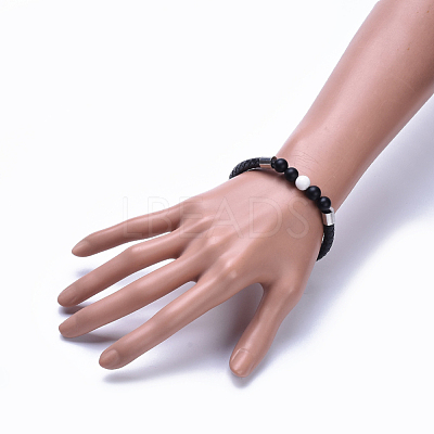 Men's Braided Leather Cord Bracelets BJEW-JB04253-02-1
