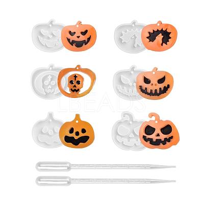 Halloween DIY Pumpkin Jack-O-Lantern Pendant Silicone Molds DIY-LS0001-16-1