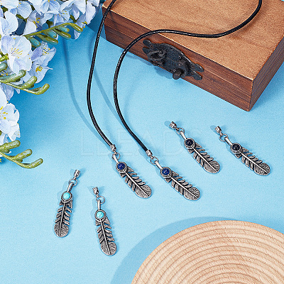 3 Pairs 3 Styles Natural & Synthetic Gemstone with Alloy Cord Ends FIND-GF0008-97-1