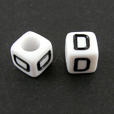 Letter Acrylic European Large Hole Beads OPDL-R050-10mm-D-1