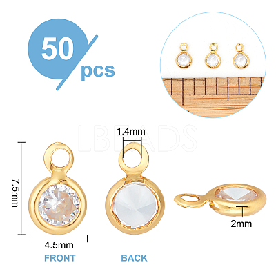 50Pcs Clear Cubic Zirconia Charms KK-PH0010-33-1