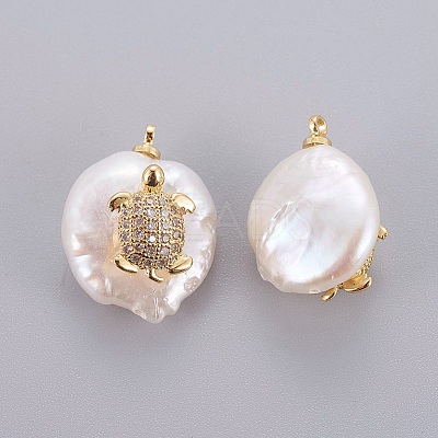 Natural Cultured Freshwater Pearl Pendants PEAR-J004-30G-1