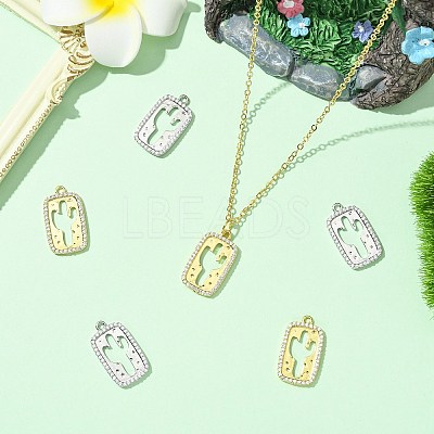 6Pcs 2 Colors Brass Micro Pave Cubic Zirconia Pendants KK-CJ0003-22-1