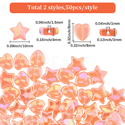 100Pcs 2 Styles Transparent Acrylic Beads OACR-SC0002-41A-1