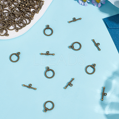 150Pcs Tibetan Style Alloy Toggle Clasps FIND-GO0002-99AB-1