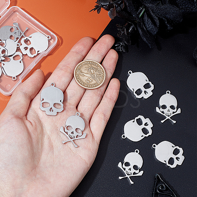 12Pcs 2 Style 201 Stainless Steel Pendants STAS-UN0029-24-1